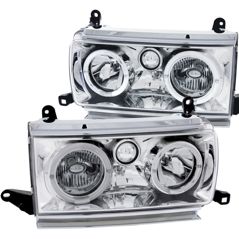 Faros delanteros de cristal ANZO 1991-1994 para Toyota Land Cruiser con halo cromado