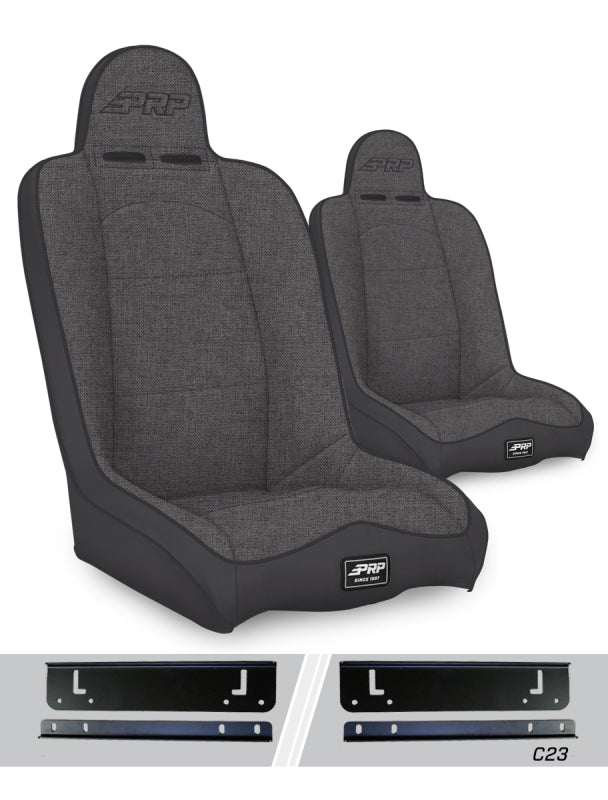 PRP Daily Driver High Back Suspension Seats Kit (Pair) - Gray — Fits 1997-2002 Jeep Wrangler