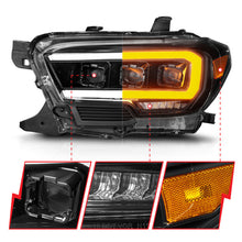 Cargar imagen en el visor de la galería, ANZO 16-22 Toyota Tacoma SR/SR5 ONLY Full LED Proj Headlights w/Light Bar Seq. Blk w/Initiation Lgt