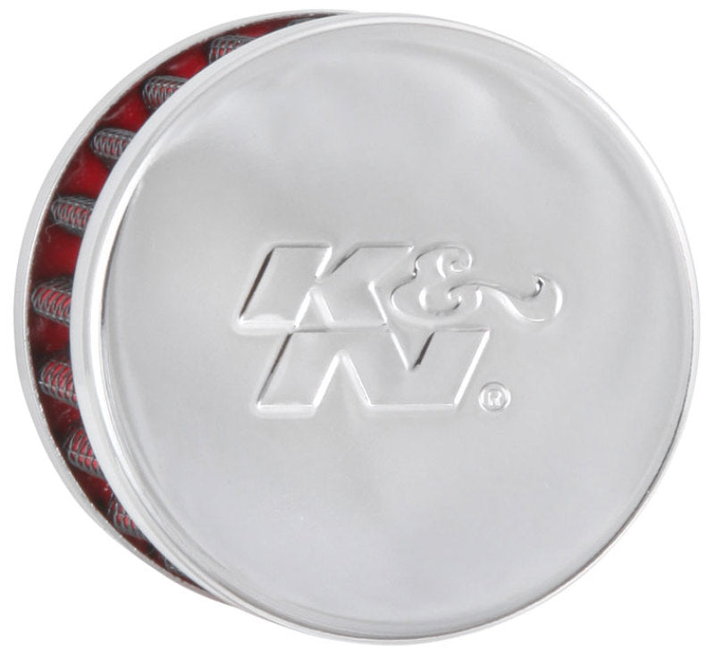 K&N 62-1015 Crankcase Vent Filter — 1/2in Vent, 2in OD, 1.5in Height, Chrome Top