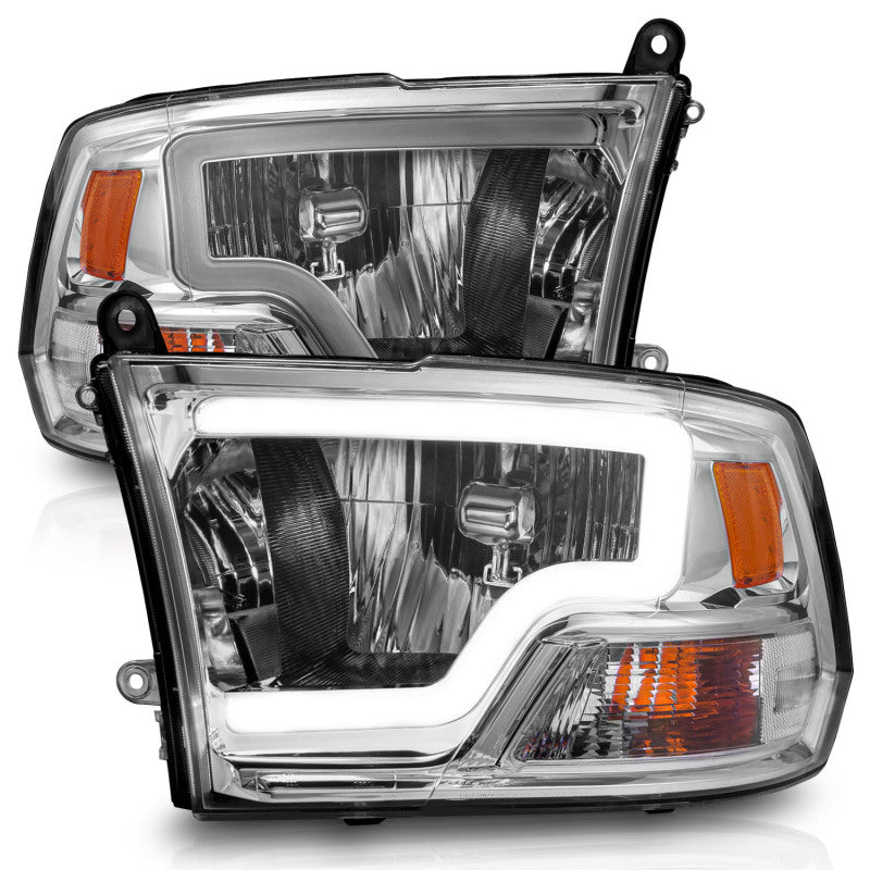 ANZO 2009-2018 Dodge Ram 1500/ 2500/ 3500 Crystal Headlights w/ Light Bar Chrome Housing