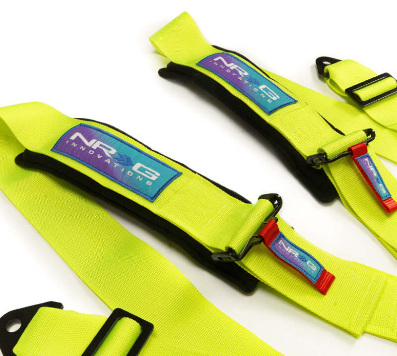 NRG SFI 16.1 5-Point 3-Inch Racing Harness with Pads & Cam Lock — Neon Green