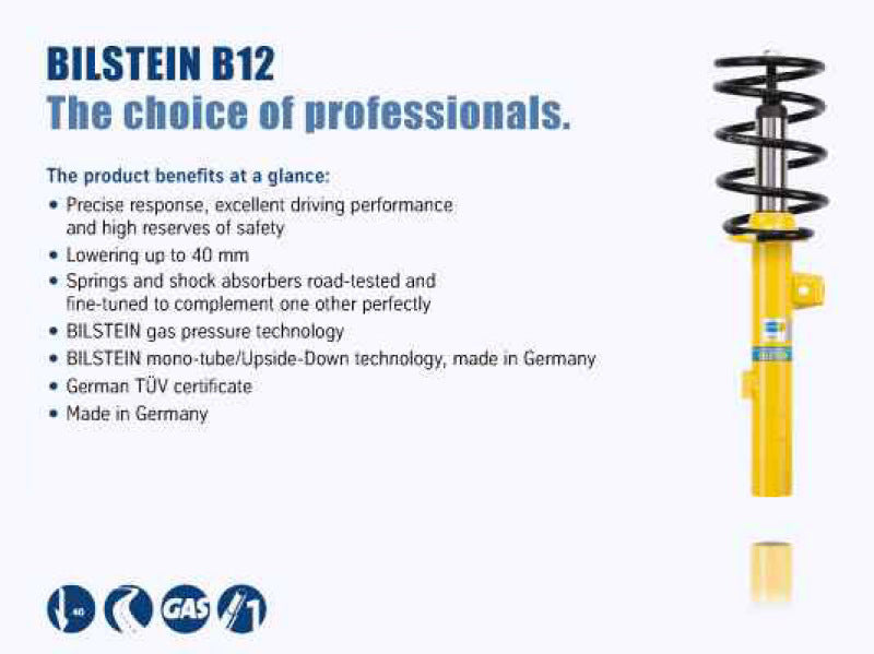 Bilstein B12 Pro-Kit Suspension Kit Performance Dampers & Springs — Fits 2009 Audi A4 Quattro & 2010-2016 Audi S4