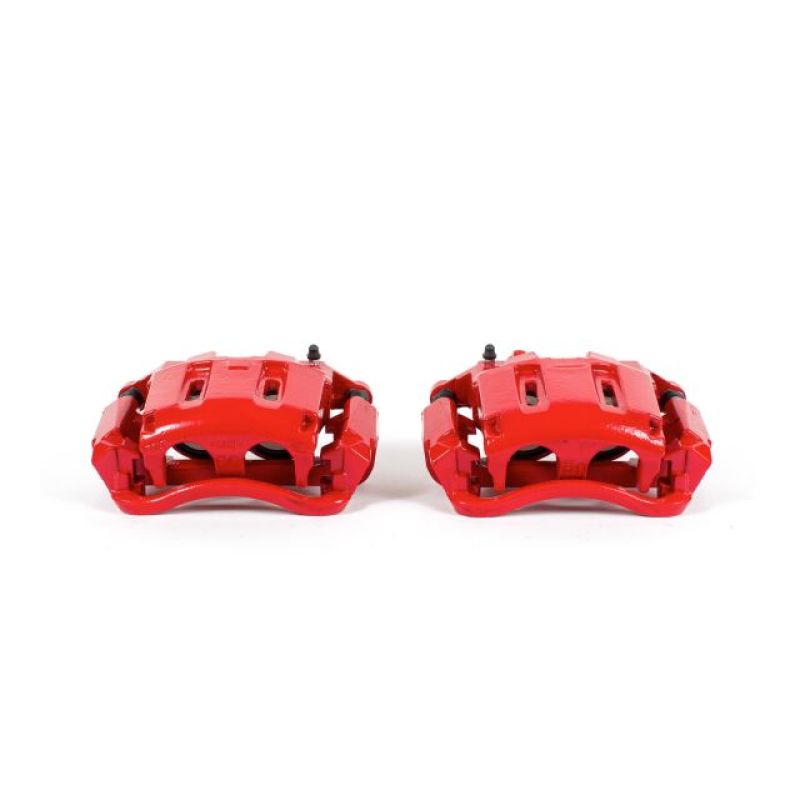 Pinzas de freno delanteras rojas con soportes Power Stop 05-12 Ford F-350 Super Duty (par)