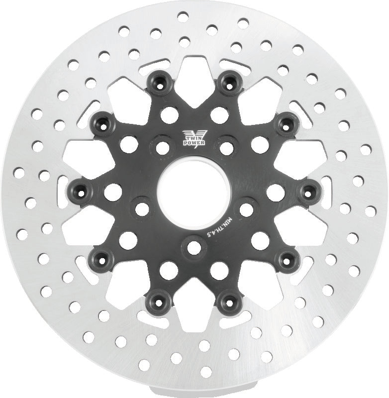 Twin Power 08-Up FLH FLT Rear 11.5 Floating Rotor Black Mesh