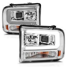 Cargar imagen en el visor de la galería, ANZO 99-04 Ford F250/F350/F450/Excursion (excl 99) Projector Headlights - w/Light Bar Chrome Housing