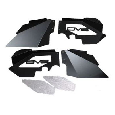 DV8 Offroad Aluminum Front Inner Fender Black — Fits 2007-2018 Jeep Wrangler JK