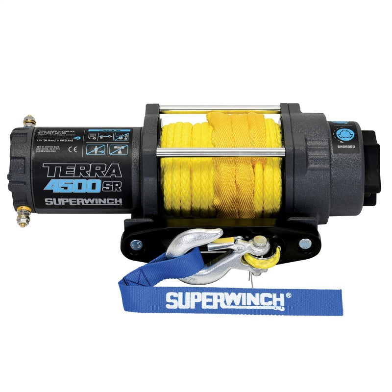 Cabrestante Terra 4500SR de Superwinch, 4500 libras, 12 V CC, 1/4 in x 50 ft, cuerda sintética, gris arrugado