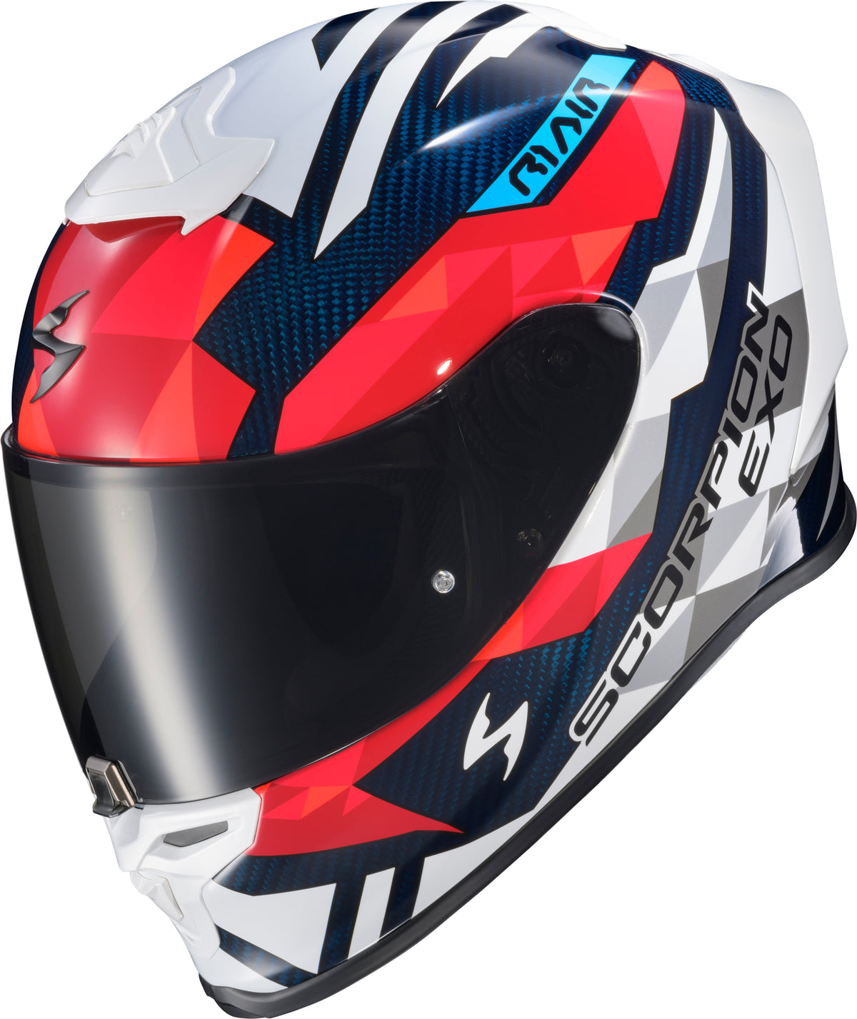 Scorpion EXO EXO-R1 AIR Full Face Helmet Carbon Rastor RED/WHT/Blue XL (R1C-2206)