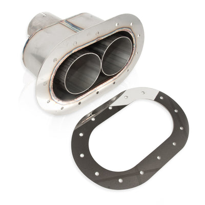 Stainless Works Oval Through-Body Exhaust Tip With Dual Tubes (2.5in Inlet)