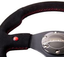 Cargar imagen en el visor de la galería, NRG Reinforced Steering Wheel (320mm) Blk Suede w/Dual Buttons