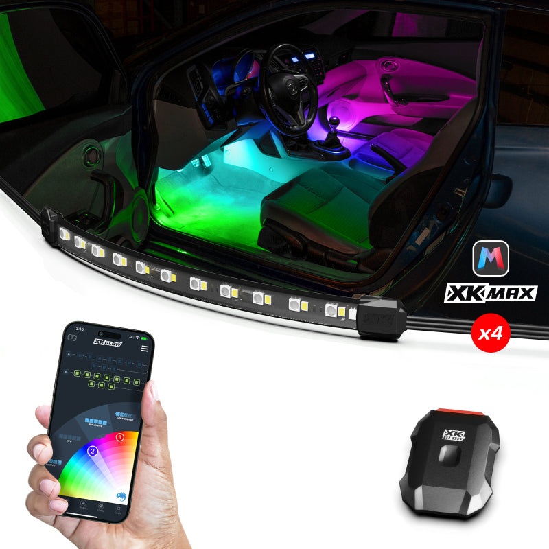 XK Glow XKmax RGBW 4pc Addressable Car Interior LED Kit