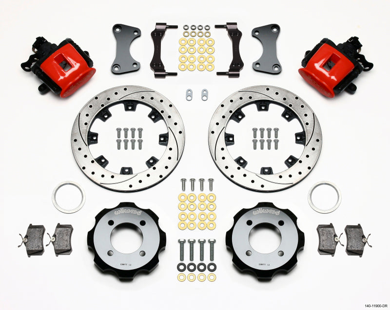 Wilwood Parking Brake Rear Kit 11.75in Drilled Red — Fits 2011-2014 Ford Fiesta