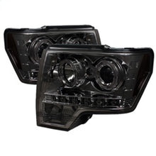 Cargar imagen en el visor de la galería, Faros delanteros de proyector Spyder Ford F150 09-14 Modelo halógeno - LED Halo LED Smke PRO-YD-FF15009-HL-SM