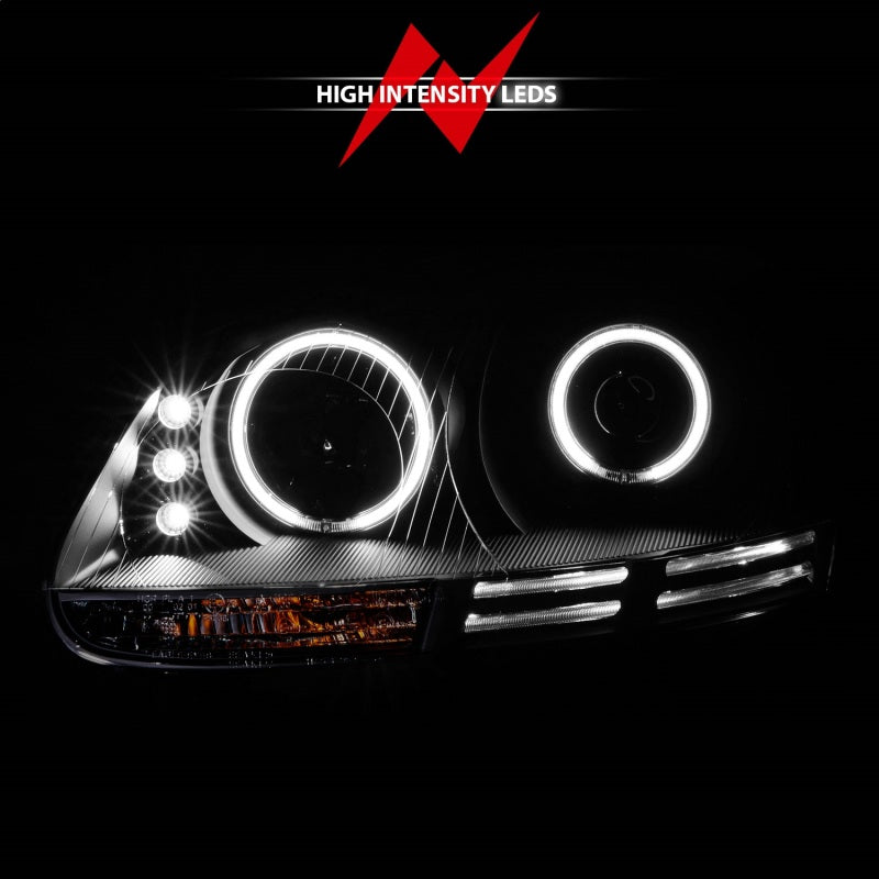 Faros delanteros con proyector ANZO 2006-2009 Volkswagen Rabbit con Halo negro (CCFL)