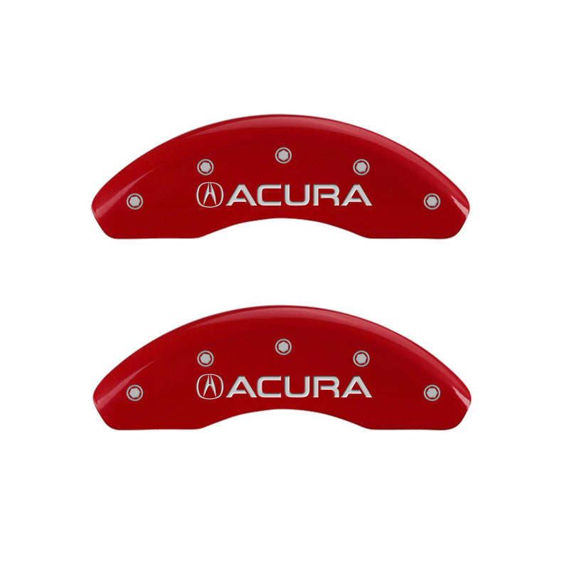 Cubiertas de pinza MGP 4 grabadas delanteras y traseras Acabado Acura Red plateado ch