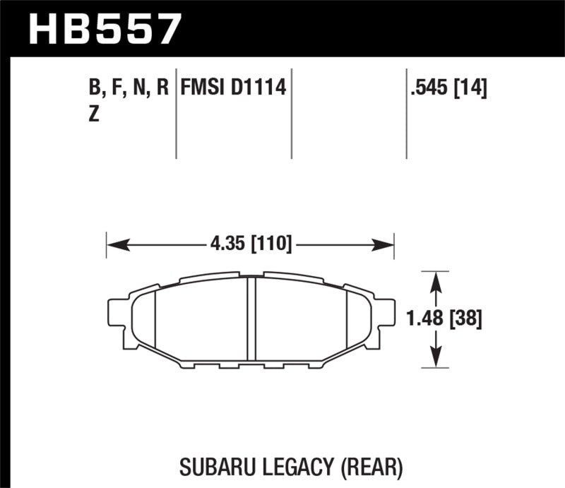 Pastillas de freno traseras de alto rendimiento para Subaru BRZ Ltd (disco delantero de 277 mm/disco trasero sólido) Hawk 2013-2014 Street 5.0