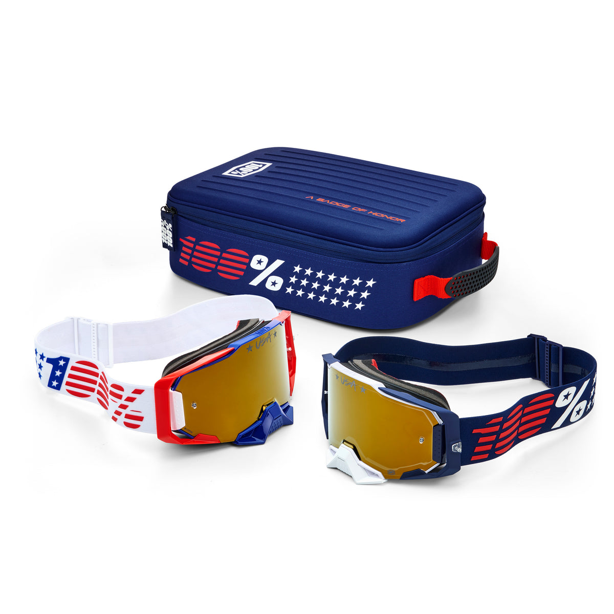 100-Percent Dual Armega Patriot PRO Pack White/Navy True Gold Mirror (50072-10002)