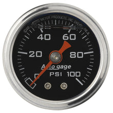 Cargar imagen en el visor de la galería, Autometer AutoGage 1.5in Liquid Filled Mechanical 0-100 PSI Fuel Pressure Gauge