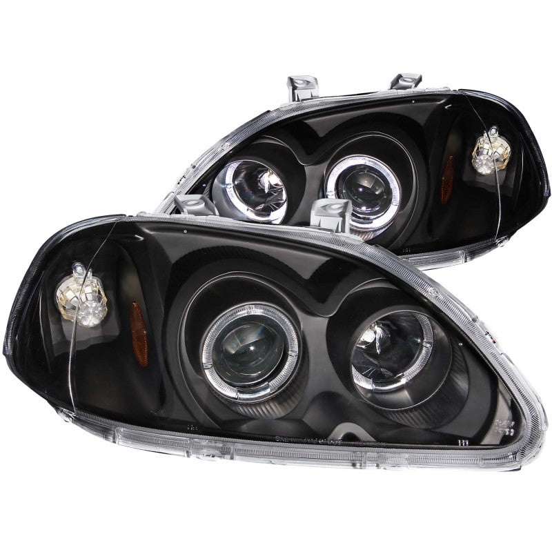 Faros delanteros con proyector ANZO 1996-1998 Honda Civic con Halo negro