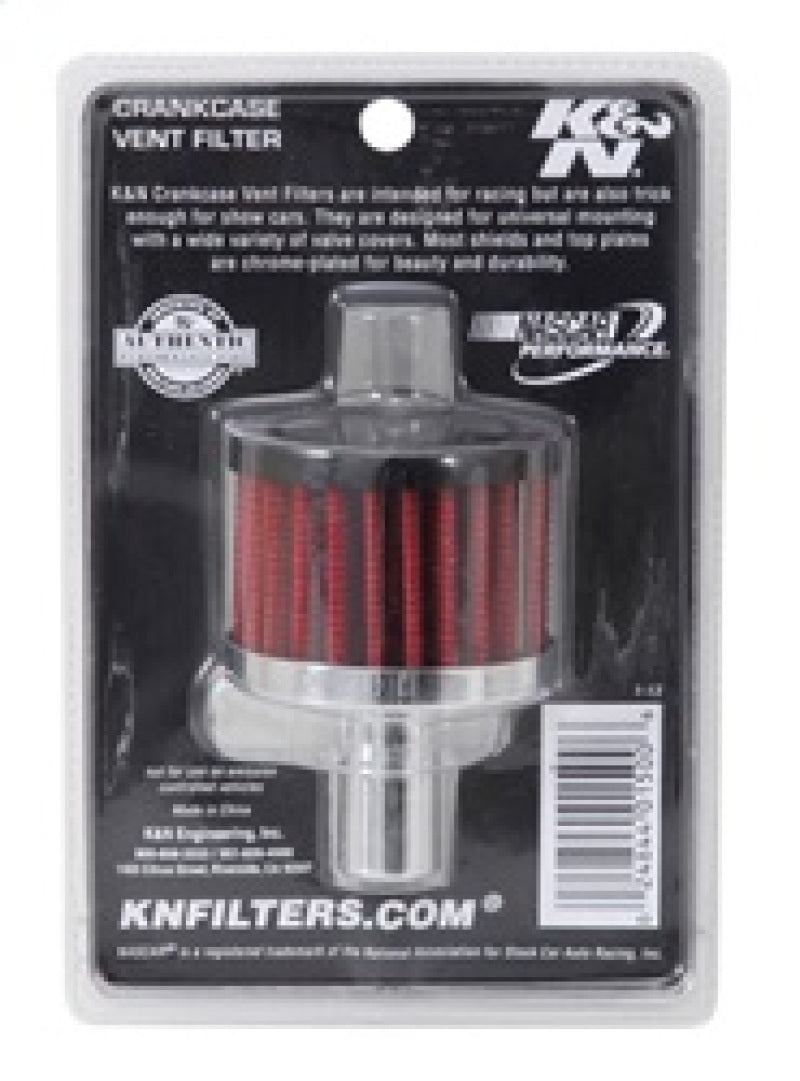 K&N 62-1020 Crankcase Vent Filter — .625in Vent, 2in OD, 1.5in Height, Rubber Top