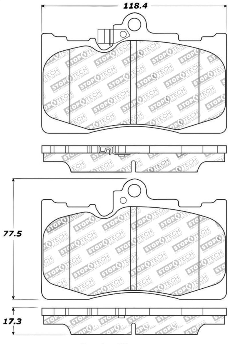StopTech Performance Front Brake Pads — Fits 2006-2015 Lexus GS/IS, 2016-2017 RC