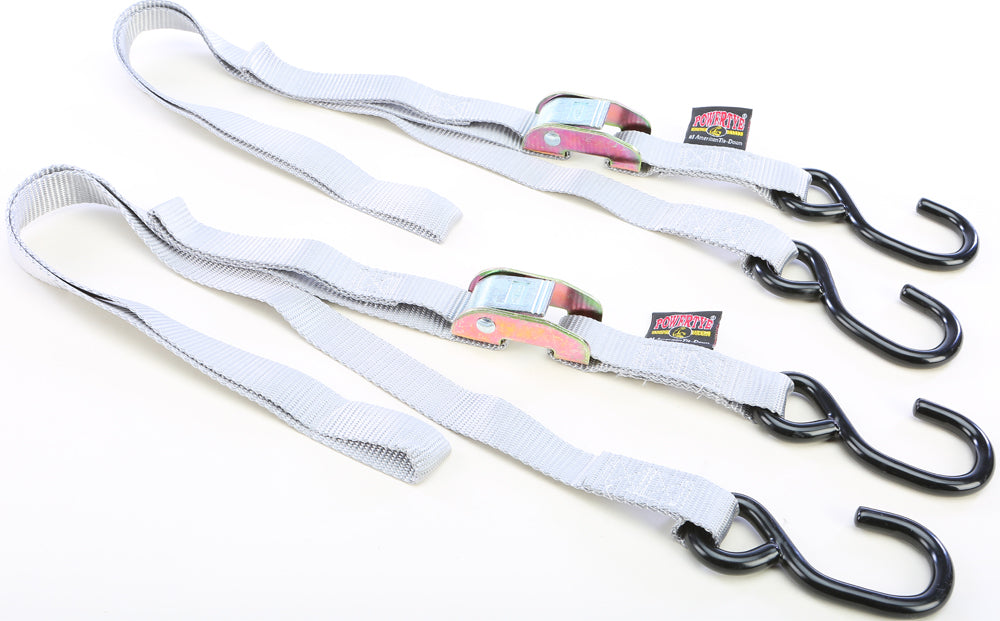 Powertye TIE-Down CAM S-Hook 1"X5.5' Silver Pair (22264)