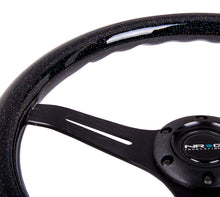 Cargar imagen en el visor de la galería, NRG Classic Wood Grain Steering Wheel (350mm) Black Sparkled Grip w/Black 3-Spoke Center