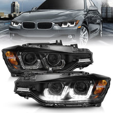 Cargar imagen en el visor de la galería, Faros delanteros con proyector ANZO 2012-2015 para BMW Serie 3 con barra en U, color negro