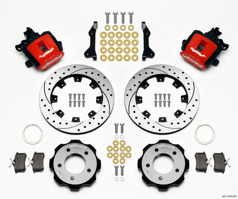 Wilwood Combination Parking Brake Rear Kit 12.19in Drilled Red — Fits 2006-2015 Honda Civic Si