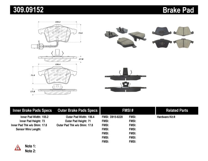 StopTech Performance Front Brake Pads — Fits 2007-2013 Mazda 3