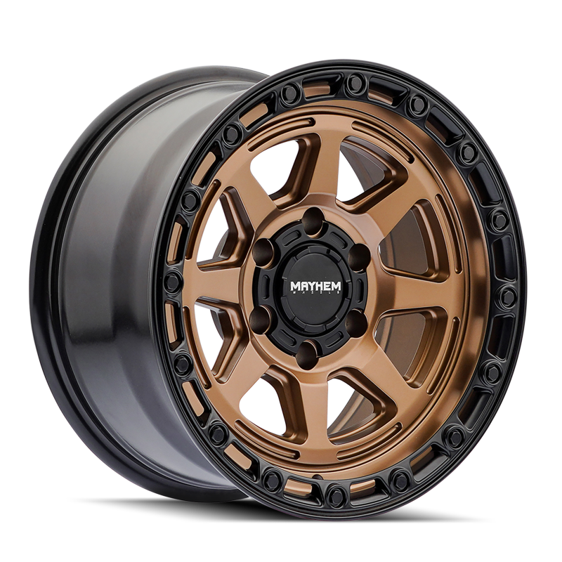 Mayhem 8306 Ridgeline 17x8.5 / 5x127 BP/ -6mm Offset / 78.1mm Hub Satin Bronze/Black Lip Wheel