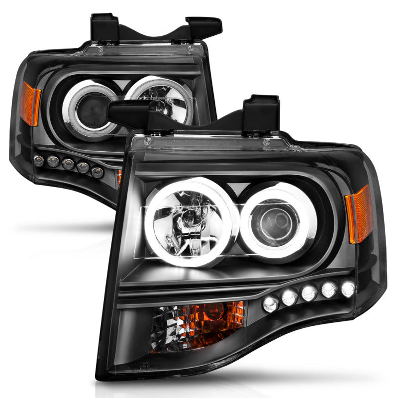 Faros delanteros con proyector ANZO 2007-2014 Ford Expedition con Halo negro