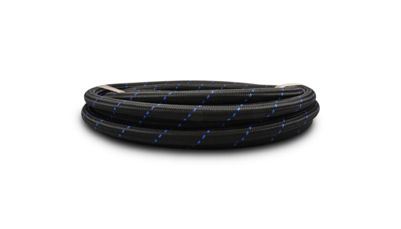 Vibrant -10 AN Two-Tone Black/Blue Nylon Braided Flex Hose (20 foot roll)