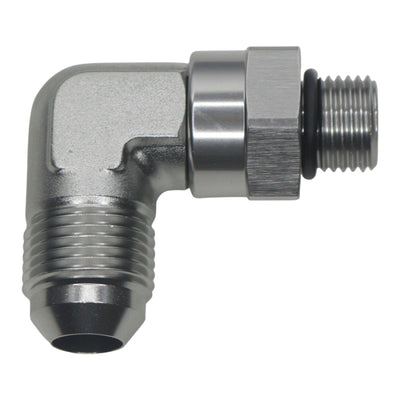 DeatschWerks 6AN ORB Swivel to 8AN Male Flare 90-Degree Fitting - Anodized Titanium