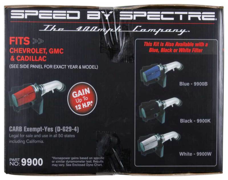 Kit de admisión de aire para camioneta GM Spectre 99-07 V8-4.8/5.3/6.0LF/I - Anodizado transparente con filtro rojo