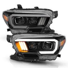 Cargar imagen en el visor de la galería, ANZO 2016-2017 Toyota Tacoma Projector Headlights w/ Plank Style Design Black/Amber w/ DRL