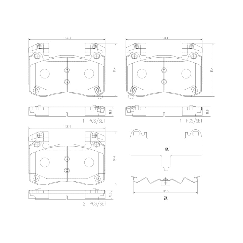 Brembo Front NAO Brake Pad — Fits 19-22 Genesis G70, 18-22 Kia Stinger
