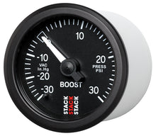 Cargar imagen en el visor de la galería, Autometer 52mm Stack Instruments -30INHG to +30PSI Mechanical Boost Gauge - Black