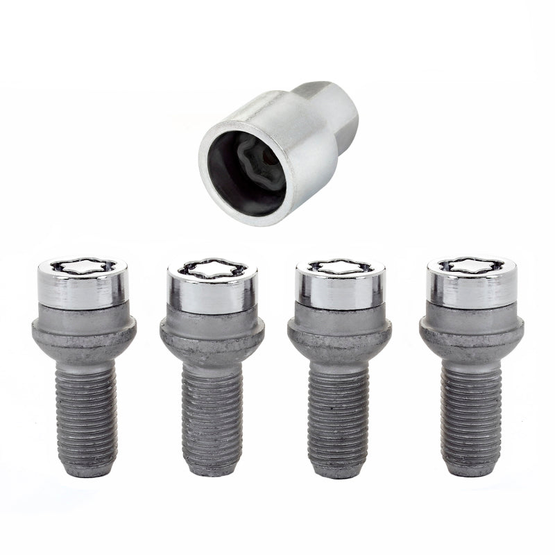 McGard Wheel Lock Bolt Set - 4pk. (Radius Seat) M14X1.5 / 17mm Hex / 26.7mm Shank Length - Chrome