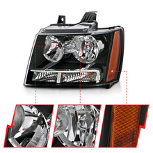 Cargar imagen en el visor de la galería, ANZO 2007-2014 Chevrolet Tahoe/Suburban Crystal Headlights Black