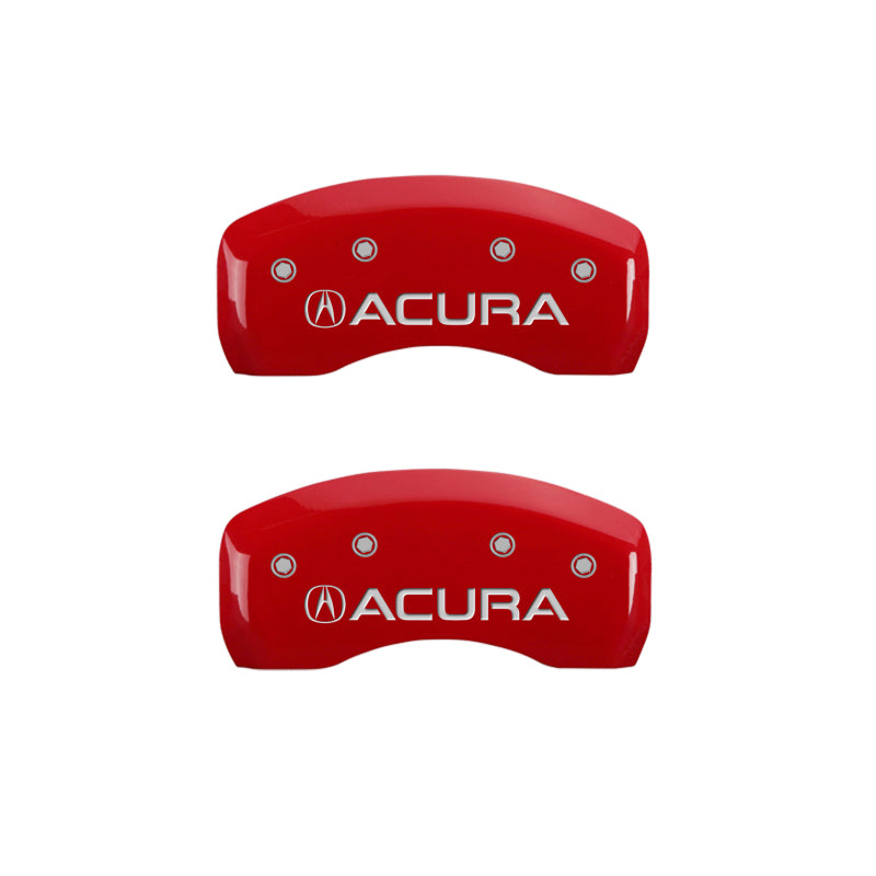 Cubiertas de pinza MGP 4 grabadas delanteras y traseras Acabado Acura Red plateado ch