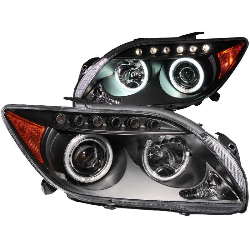 Faros delanteros con proyector ANZO 2005-2010 Scion TC con Halo negro (CCFL)