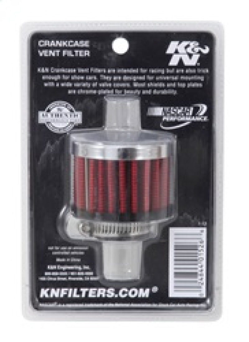 K&N 62-1360 Crankcase Vent Filter - 0.75in Flange ID Rubber Base Clamp-On