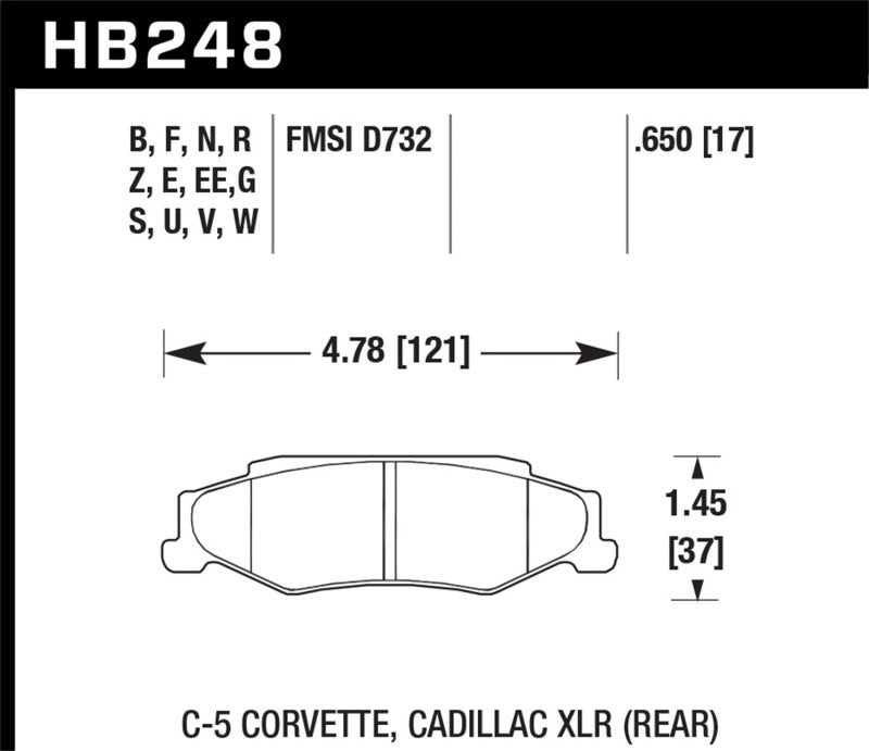 Pastillas de freno traseras de competición Hawk 97-12 Corvette/01-04 Z06/05-09 Z51 DTC-30