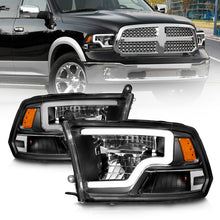 Cargar imagen en el visor de la galería, ANZO 2009-2020 Dodge Ram 1500 Full LED Square Projector Headlights w/ Chrome Housing Black Amber