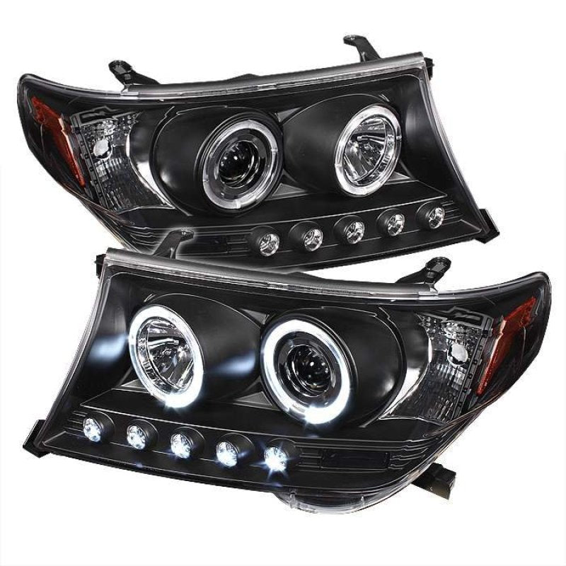 Faros delanteros de proyector LED Halo LED Blk Spyder Toyota Land Cruiser 08-11 PRO-YD-TLAND08-HL-BK