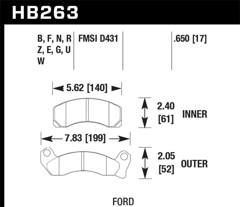 Pastillas de freno delanteras Hawk 1987-1993 Ford Mustang GT 5.0 HPS 5.0