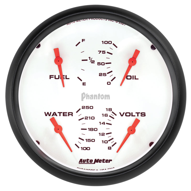 AutoMeter Phantom Quad 5in. 0 Ohm (E) - 90 Ohm (F) Electric Gauge — Universal Fit