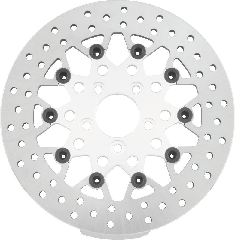 Twin Power 08-Up FLH FLT Rear 11.8in Floating Rotor Mesh Silver
